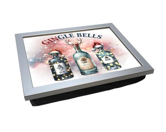 Gin Weihnachten gepolstertes Schoßtablett L423 - Personalisieren | Laptop Schreibtisch | Essen und servieren | Basteln | Mehrzweckgeschenk für Zuhause