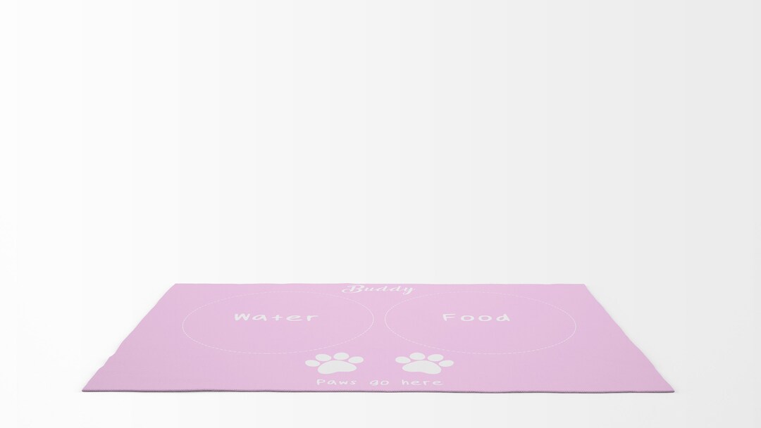 Pet Food Floor Mat Paws Go Here Light Pink Personalised Etsy