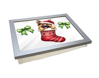 Deutscher Schäferhund Weihnachten Schoßtablett L423 - Personalisieren | Laptop Schreibtisch | Essen und servieren | Basteln | Mehrzweckgeschenk für Zuhause