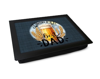 Weltbester Papa Schoß Tablett L895 | Vatertags Geschenk | Gepolstertes Knietablett | Mehrzweck-Abendessen Tablett | Laptop Schreibtisch | Handgefertigt in Großbritannien | 2 Größen