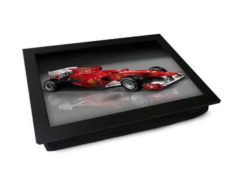 Ferrari Formula 1 Car Photo Lap Tray L278 | Personalised Gift | Cushioned Multi Purpose Dinner Tray | Laptop Desk | Handmade In UK | 2 Sizes