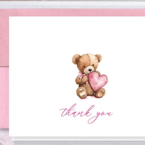 Baby Shower Thank You Cards | Thank You Notes | Girl Thank You Cards | Pink Teddy Bear Thank You Cards | Style BY333