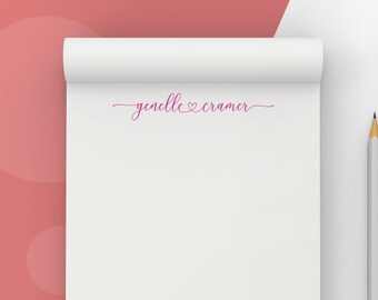 PERSONALIZED NOTEPAD | Custom Notepad | Script Notepad | Notepad with Hearts | Women's Notepad | Lined Notepad | Style HL525
