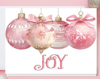 Pink Ornaments Christmas Card Set | Personalized Holiday Cards |  | Style PO177