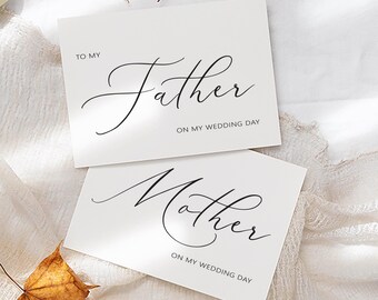 Mother and Father WEDDING DAY CARDS | To my Mother Card | To my Father Card | Wedding Day Cards for Parents | Style S0161