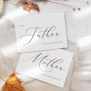 Mother and Father WEDDING DAY CARDS | To my Mother Card | To my Father Card | Wedding Day Cards for Parents | Style S0161