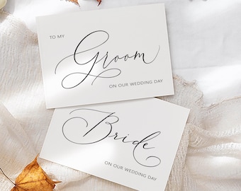 Bride and Groom WEDDING CARDS | To My Groom on our Wedding Day Card | To My Bride Card| Husband and Wife Letters | Style S0161