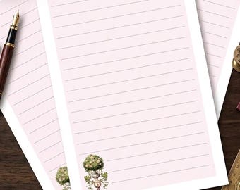 Hojas de papel con motivos de topiarios y sobres / Juego de papelería personalizado / Estilo TOP26