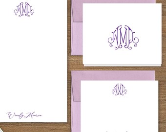 Personalized STATIONERY GIFT SET | Custom Note Cards | Writing Pad | Personalized Stationery Sets | Monogram Writing Set | Style V2600
