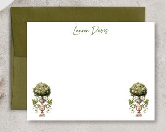 PERSONALIZED NOTE CARDS | Topiary Stationery | Custom Stationery Set |  Style TOP26