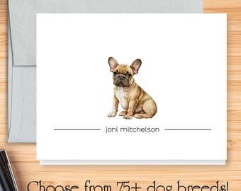 CUSTOM Dog Note Card Set | Personalized Dog Stationery Set | Custom Note Cards | Choose from 75 Breeds | Style DOG99