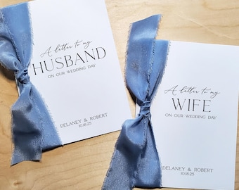 Personalized Wedding Letter with Silk Ribbon | To My Husband/Wife on our Wedding Day Card | Style CL488