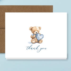 Teddy Bear Thank You Cards | Boy Baby Shower Thank You Notes |Style BY444