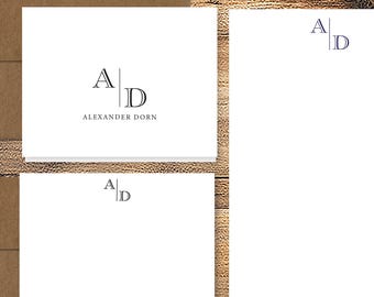 Set de regalo de papelería con monogramas / Tarjetas y bloc de notas personalizados / Estilo P1714