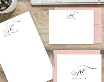 SET DE REGALO DE PAPELERÍA / Tarjetas de notas personalizadas / Bloc de notas personalizado / Sets de papelería personalizados / Papelería con monograma / Estilo O3201