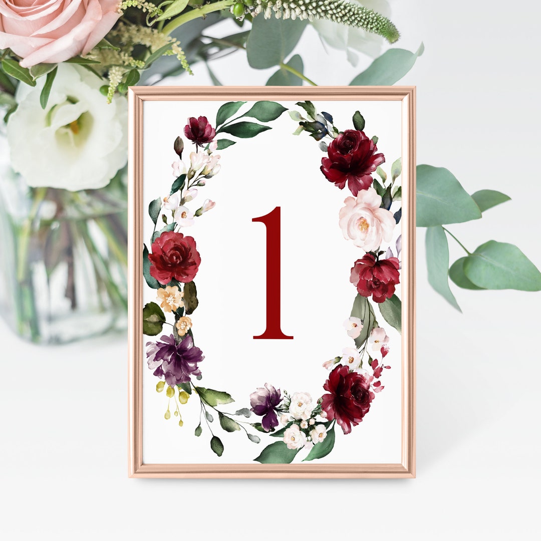 PRINTABLE Table Numbers, Wedding Table Number Template, Bridal Shower