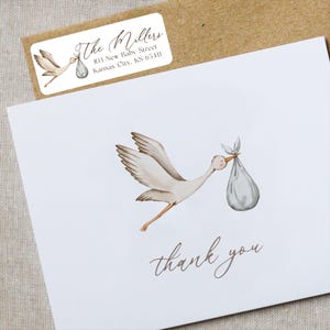 Stork Baby Shower Thank You Cards | Watercolor Stationery Set | Style ST057 image 5