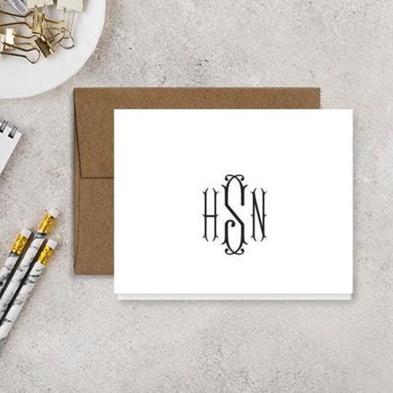 Personalized FOLDED NOTE CARDS | Monogram Note Card Set | Custom Note ...