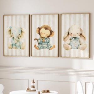 PRINTED Animal Nursery Wall Art | Vintage Toys Nursery Art | Nursery Wall Art Boy | Neutral Nursery Wall Art | Neutral Nursery Decor