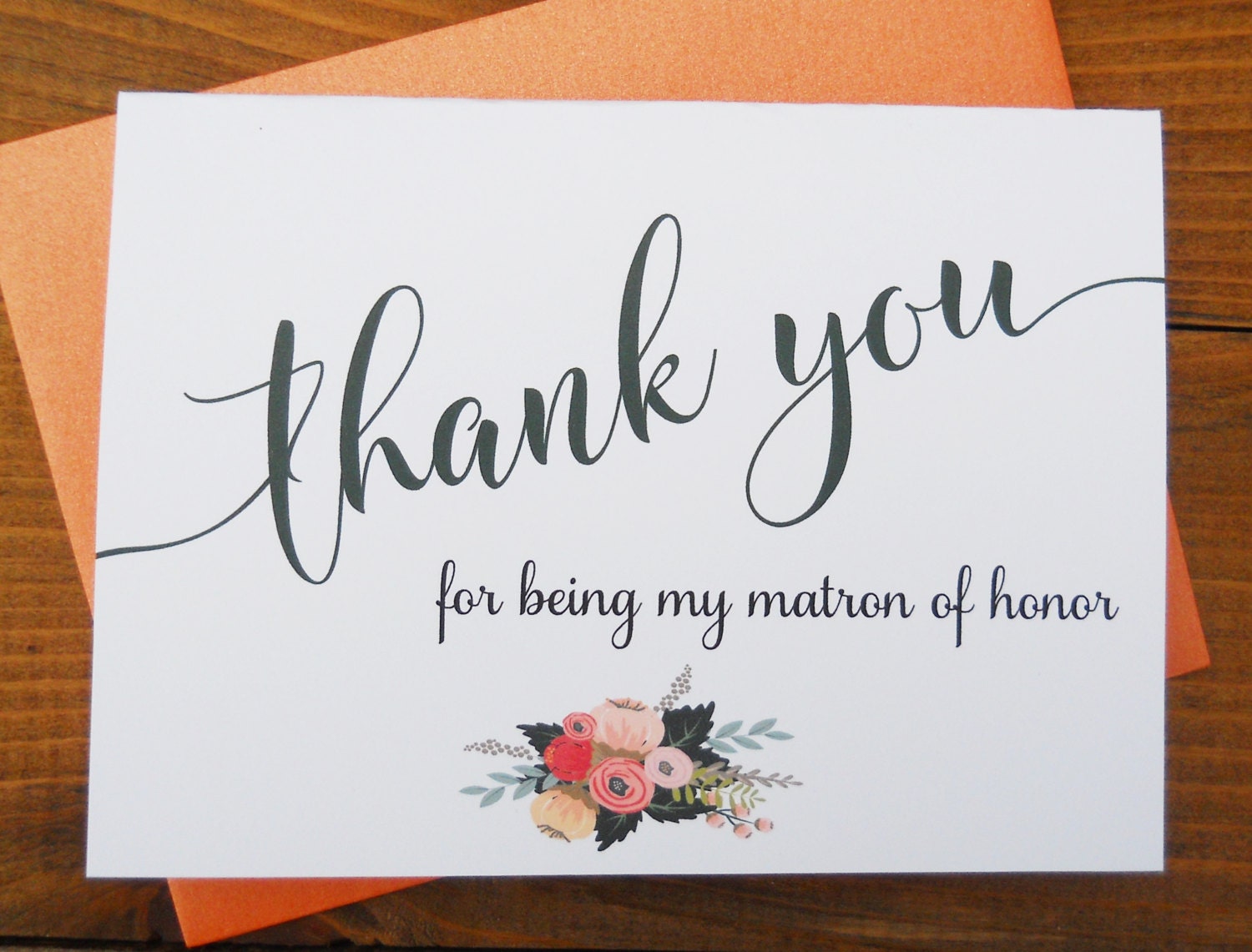 Thank You for being my MATRON OF HONOR Card with Shimmer Etsy