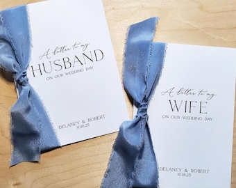 WEDDING LETTER to Husband or Wife with Silk Ribbon | To My Groom on our Wedding Day Card | To My Bride on our Wedding Day Card | Style CL488