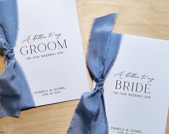 WEDDING LETTER for Bride or Groom with Ribbon | To My Groom on our Wedding Day Card | To My Bride Card | Style CL488