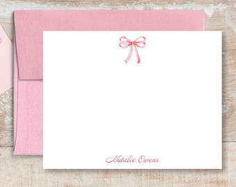 Pink Ribbon Note Cards | Custom Stationery Set | Note Cards For Women and Girls | Style KD169