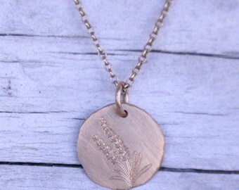 Personalizend lavender 14 k gold pendanat necklace