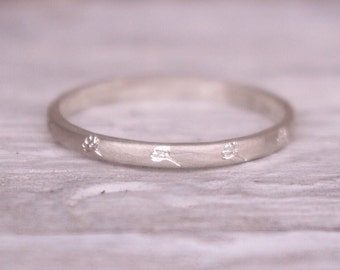 Engraved flowers ring 925 Sterling Silver engagement ring