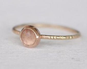 14 k Verlobungsring gold mit Rosenquarz