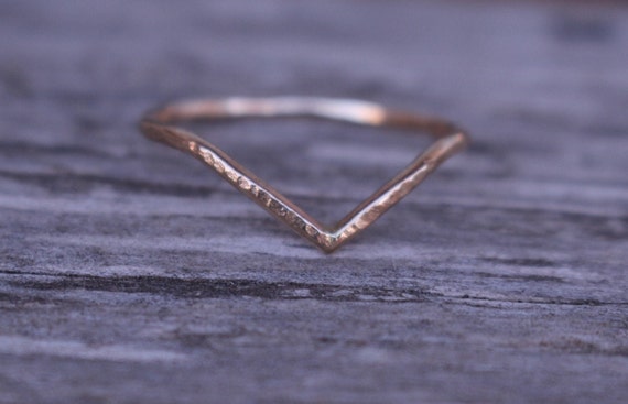 14 K yellow gold filed chevron stacking ring