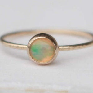 Opal Ring simple 14 K Gold engagement ring October birthstone