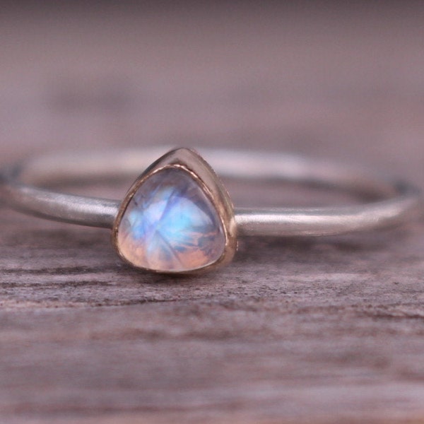 14 k gold and Sterling Silver Ring Moonstone