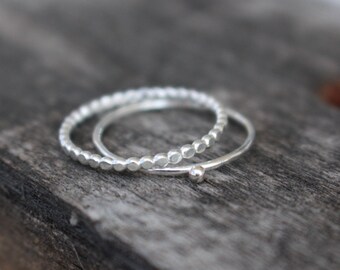 Set 925 Sterling Silver  Dot rings