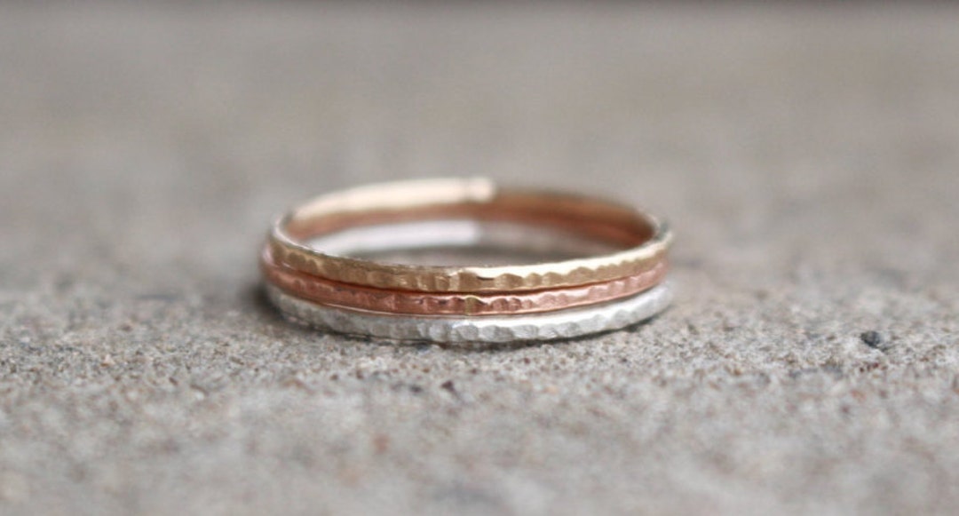 Stacking Engagement Rings Set Stacking Rings Engagement Rings Set- 14 K Gold and 925 Silver - Etsy