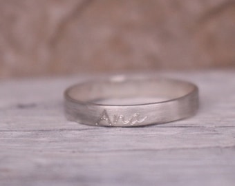 Gravierter Personalisierter Ring 925 Sterling Silber Verlobungsring