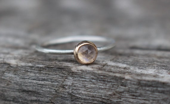 925Silber/585 Gold Moonstone Ring