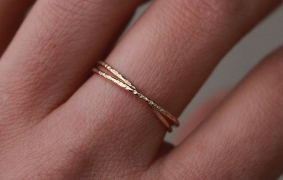 14 K Gelbgold filled ineinandergreifender Ring minimalistischer Ring