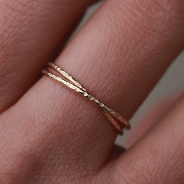 14 K Gelbgold filled ineinandergreifender Ring minimalistischer Ring