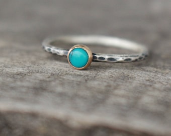 Stackable Rings 925 Sterling Silver and 14 K ring Turqouise