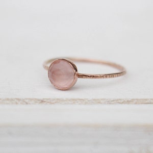 Rose quartz Rosegold Ring 14 K