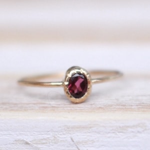 Garnet engagememt ring 14 K Gold Rodolite Garnet January birthstone