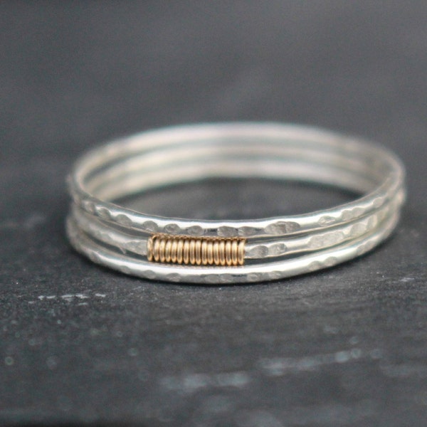 14 K yellow gold filled/925 silver stackable rings