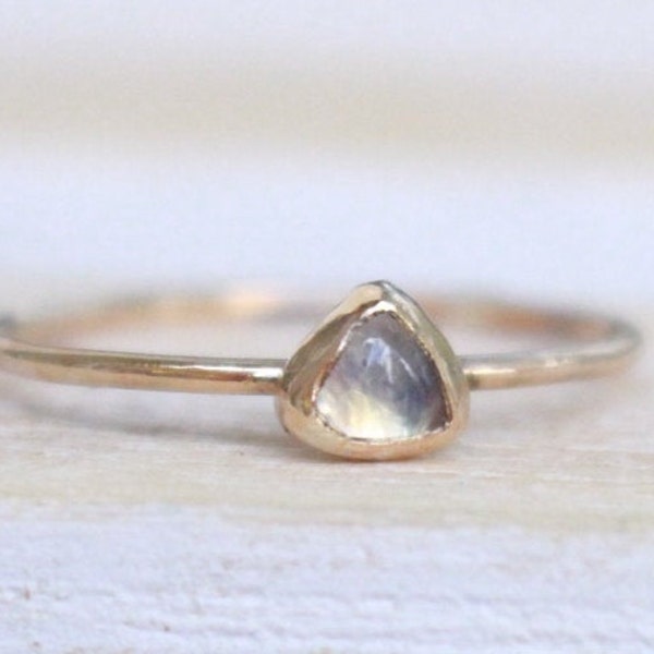 14 K Gold stackable Ring with Moonstone