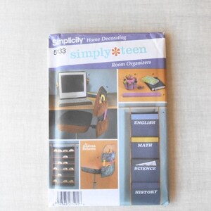 May include: Simplicity Home Decorating pattern 5133 simply*teen Room Organizers. The pattern includes instructions for making a variety of room organizers, including a desk organizer, a chair organizer, and a wall organizer. The pattern also includes a variety of fabric suggestions.