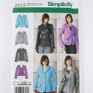May include: Simplicity sewing pattern 2313, featuring illustrations of various jacket designs. The pattern includes sizes H5: 6, 8, 10, 12, 14. The pattern also includes the text "Sign-up for our free newsletter today at simplicity.com".