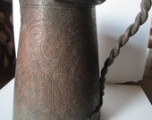 Antique Dallah Coffee Pot. 18th - 19th Century Kashmir Persia Exceptional finely Engraved and hand wrought Islamic Coffee Pot Ewer.