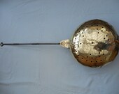 Very Early Brass Warming Pan With wrought iron handle. Circa 1550 - 1650.