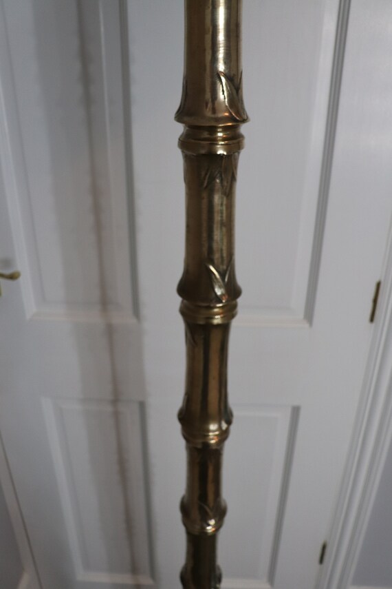 Brass Faux Bamboo Floor Lamp. Mid Century Hollywood Glamour Brass