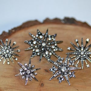 Star Starburst Snowflake Brooch Rhinestone Crystal Art Deco Clothing Decor Accessory Clip Pin Pendant Set 5